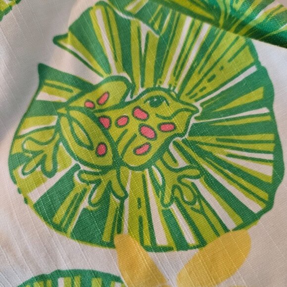 Lilly Pulitzer Hip Hop Hurray Green Yellow Lily Pads Frogs Skirt Yellow Lace - Picture 3 of 11